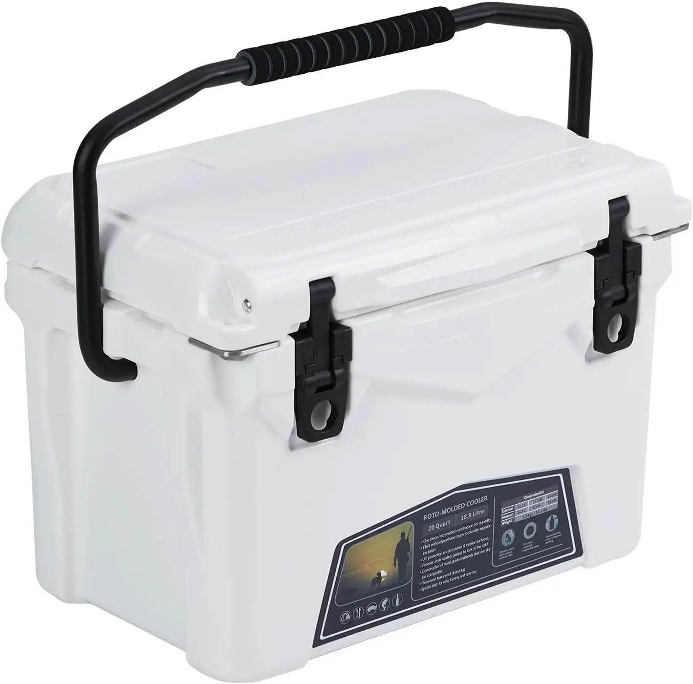 Heavy Duty Ice Chest With Cup Holder, Fish Ruler, Bottle Openers.