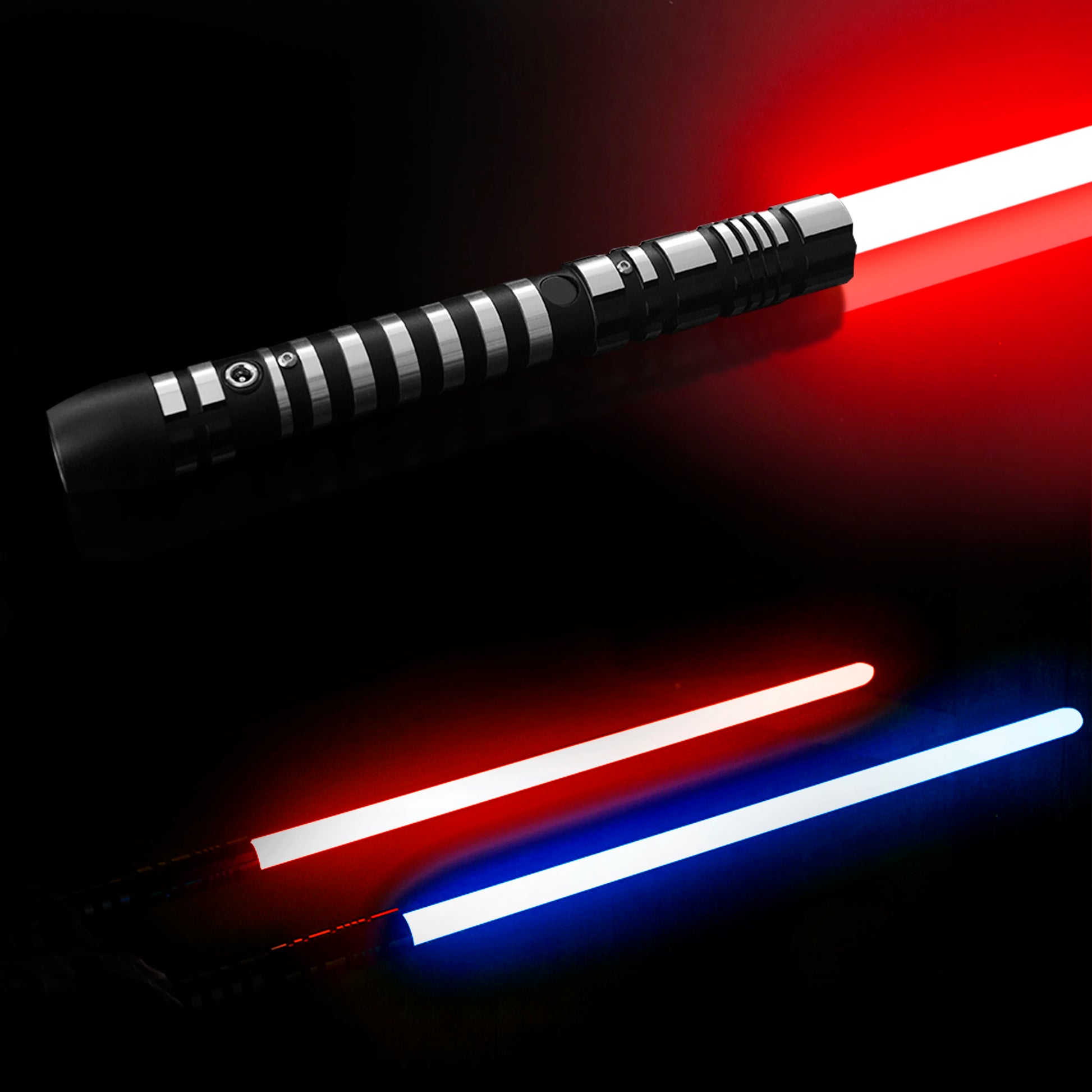 PHS Dueling Lightsabers,4 Modes - Sounds, Black Metal Hilt, Light up Sword.