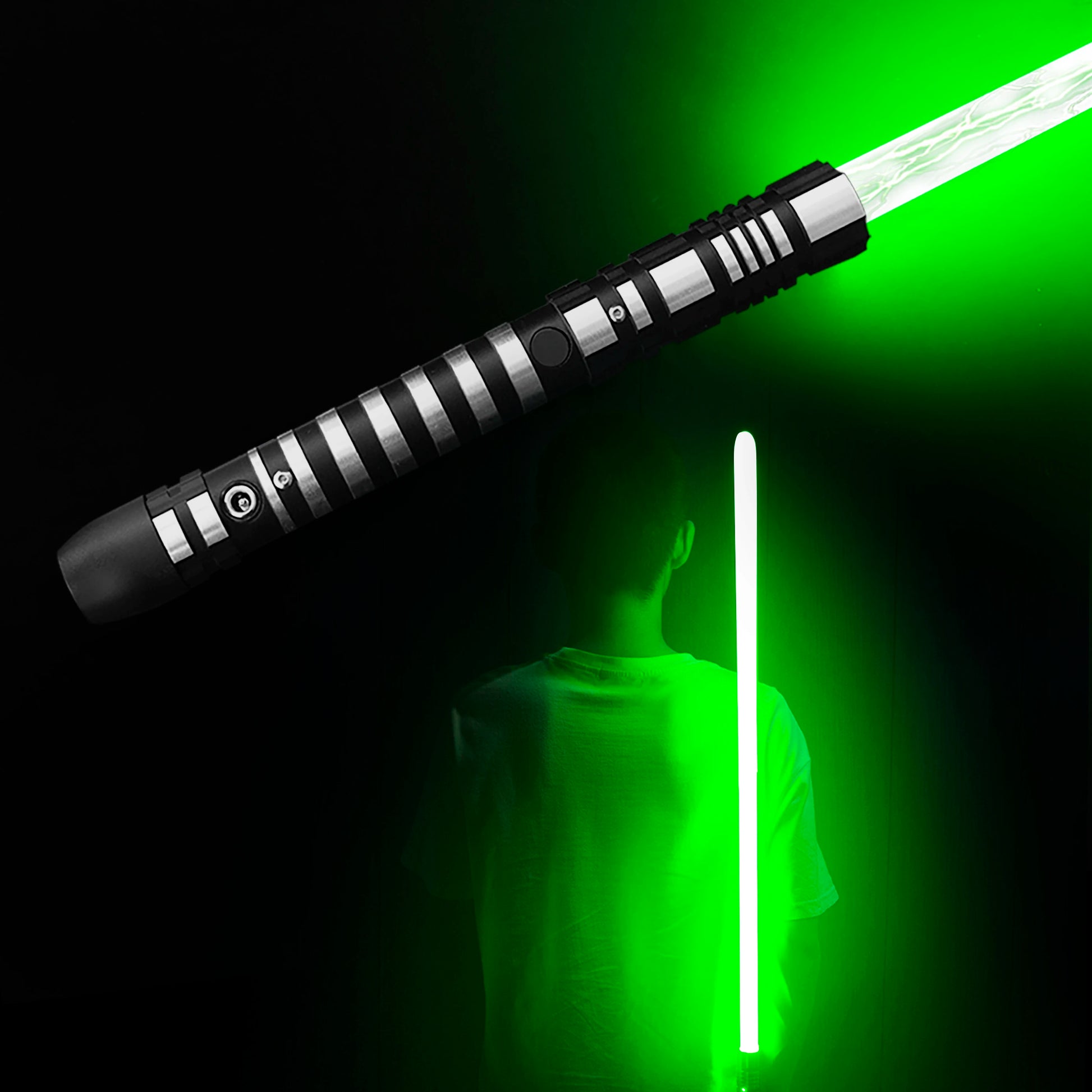 PHS Dueling Lightsabers,4 Modes - Sounds, Black Metal Hilt, Light up Sword.