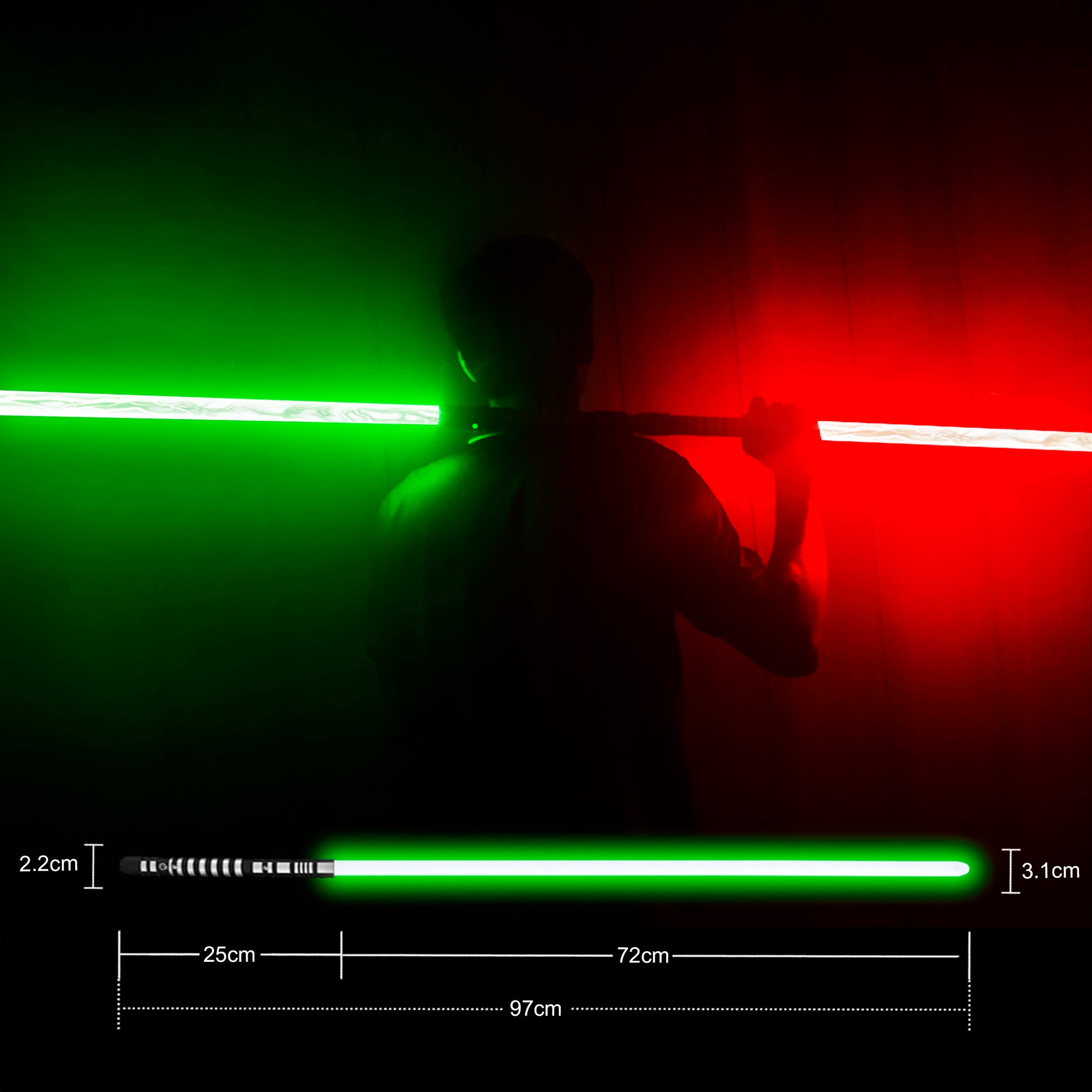 PHS Dueling Lightsabers,4 Modes - Sounds, Black Metal Hilt, Light up Sword.