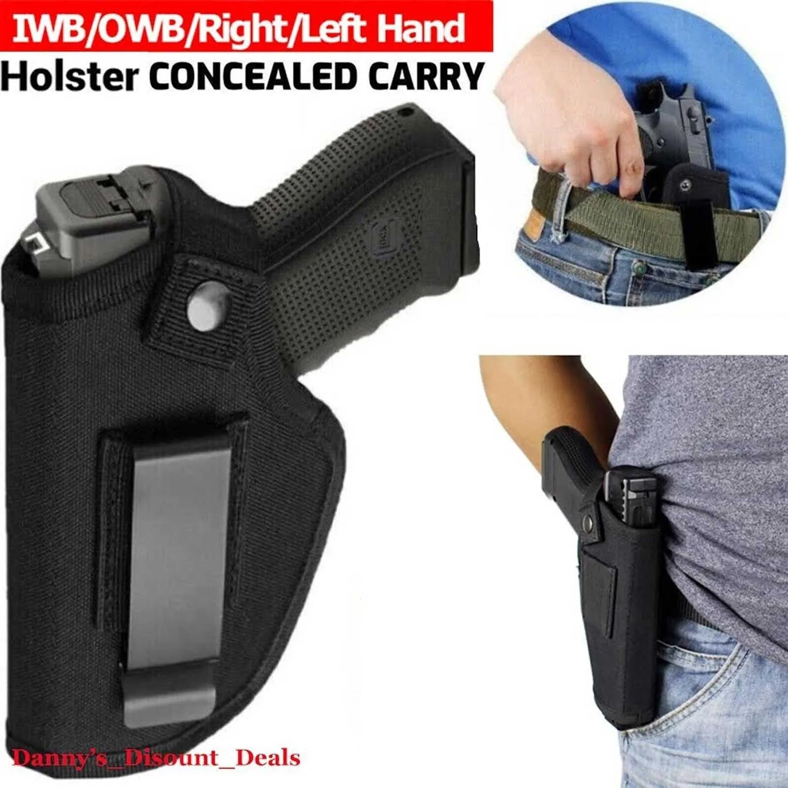 Gun Holster, Concealed Carry, Left/Right Hand, Pistol.