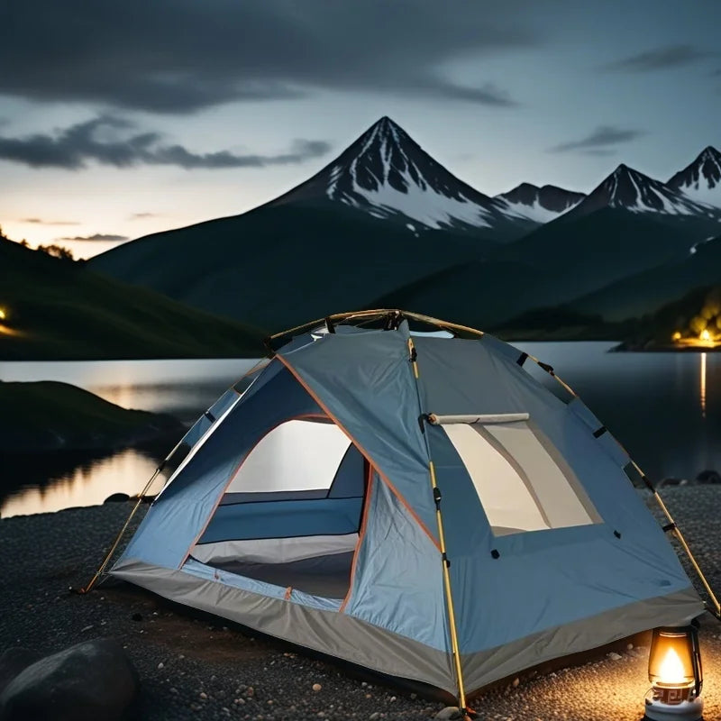 2-Person (Blue)/4-Person (White), Extra-Large Tent With Mesh Screen. Lightweight Family Tent.