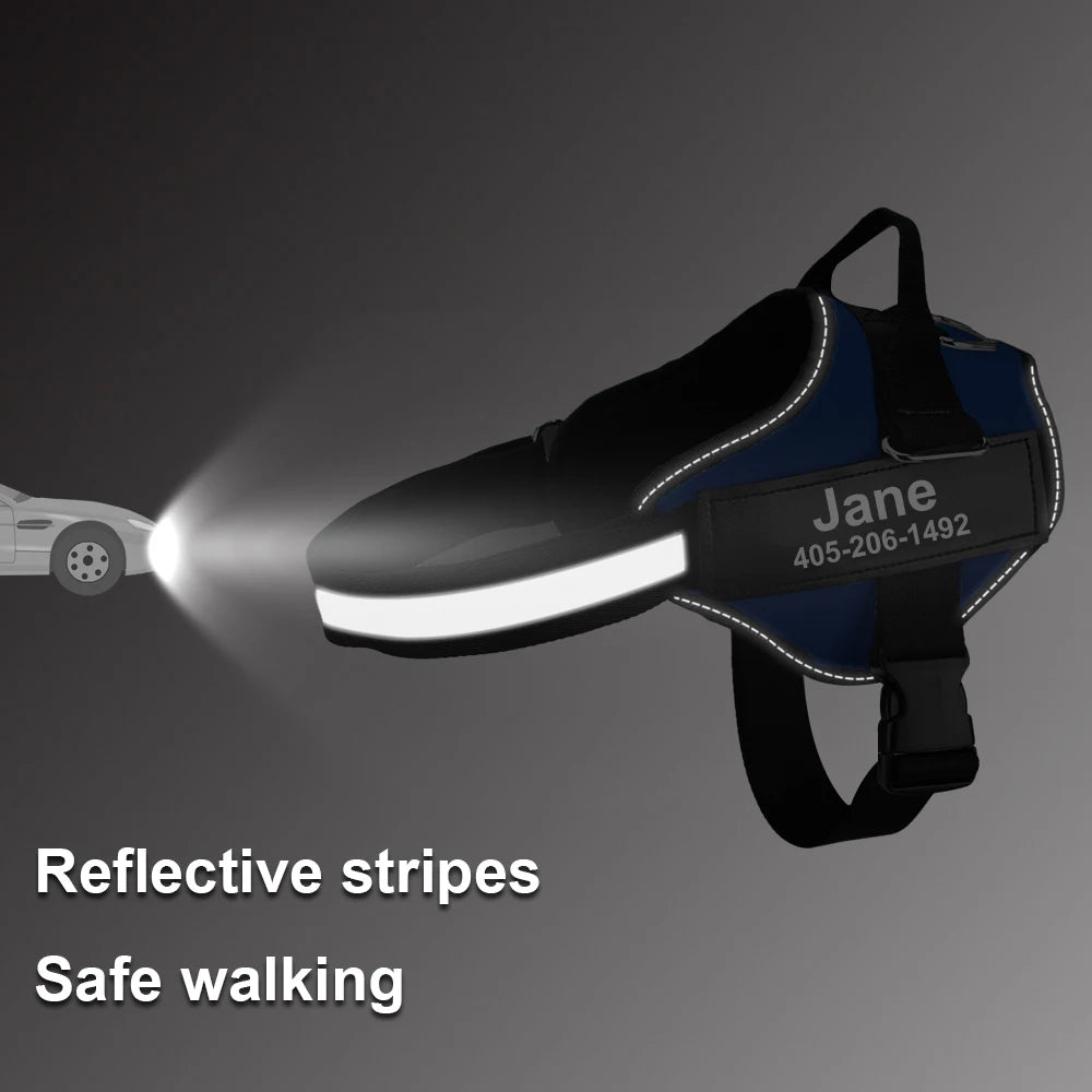 Personalized Dog Harness. Reflective, Adjustable. For small, large Dog. With Training Supplies .