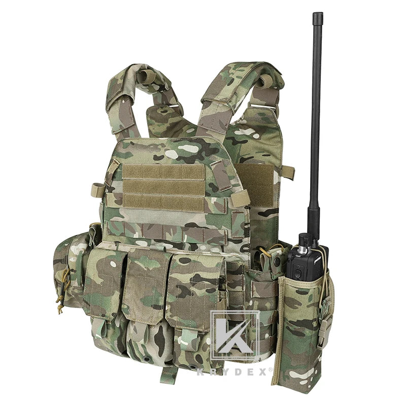 KRYDEX LBT-6094A Tactical Modular Vest. Triple Mag/Radio/Dump Pouch. Battle Plate Carrier.