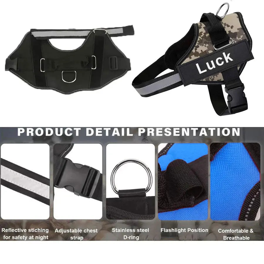 Dog Vest. ID Patch , Reflective, Breathable, Adjustable Pet Harness. NO PULL .