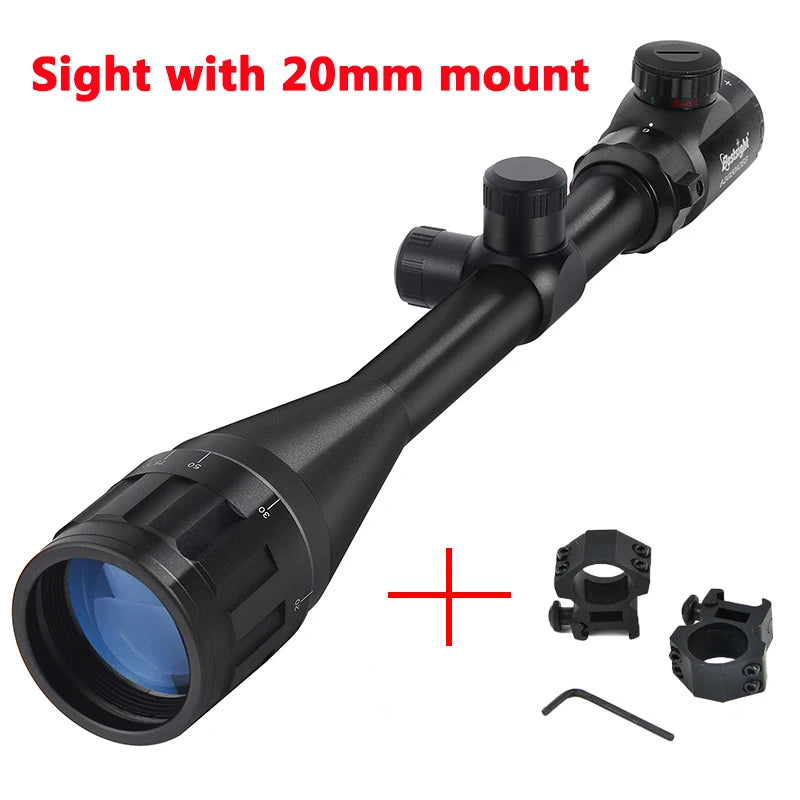 6-24x50 AO Rifle Scope. Hunting, Long-Range Scope. Illuminated Red/Green Reticle.