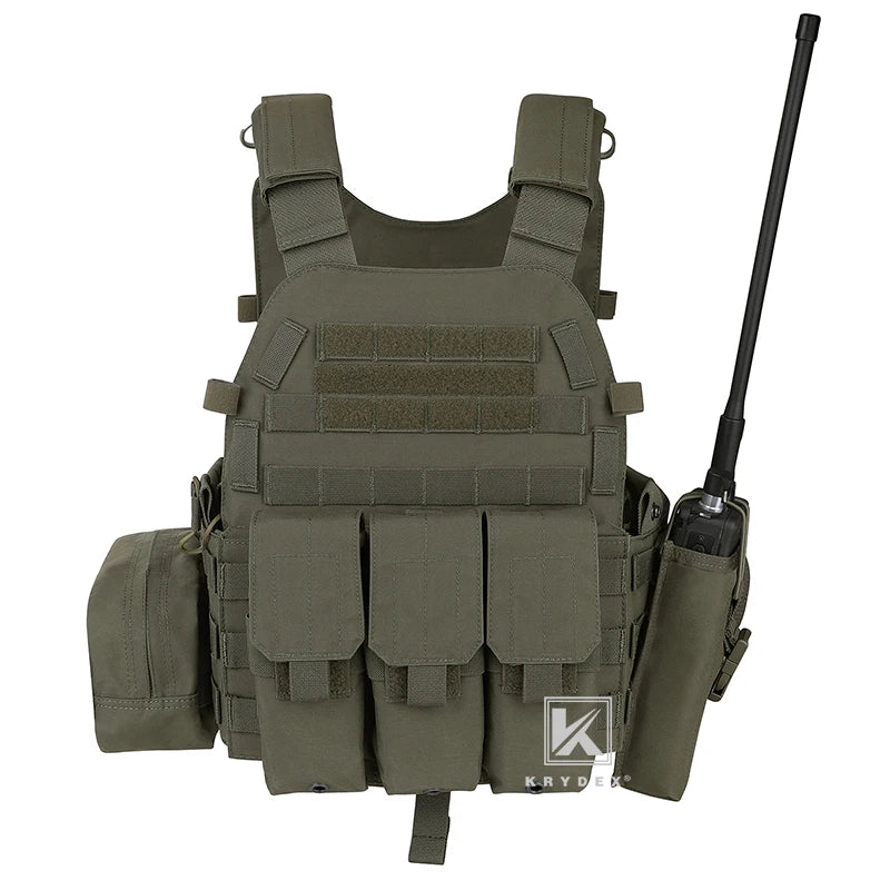 KRYDEX LBT-6094A Tactical Modular Vest. Triple Mag/Radio/Dump Pouch. Battle Plate Carrier.