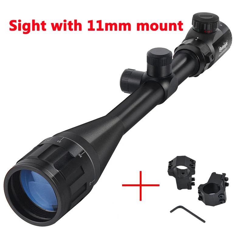 6-24x50 AO Rifle Scope. Hunting, Long-Range Scope. Illuminated Red/Green Reticle.