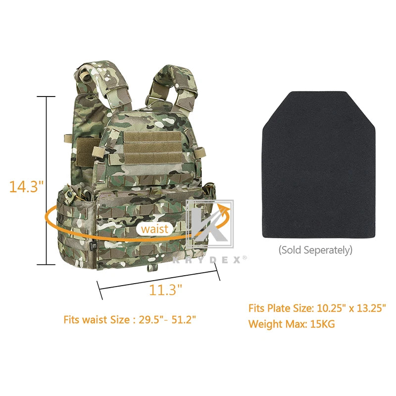 KRYDEX LBT-6094A Tactical Modular Vest. Triple Mag/Radio/Dump Pouch. Battle Plate Carrier.