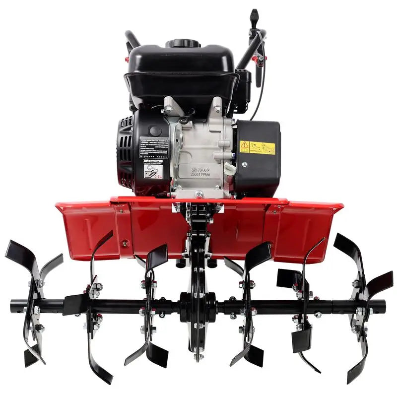 Heavy Duty Power Tiller, 7HP Gas Engine, 212CC, 6 Blades, 32.5" Wide Cultivator, 10" Deep.
