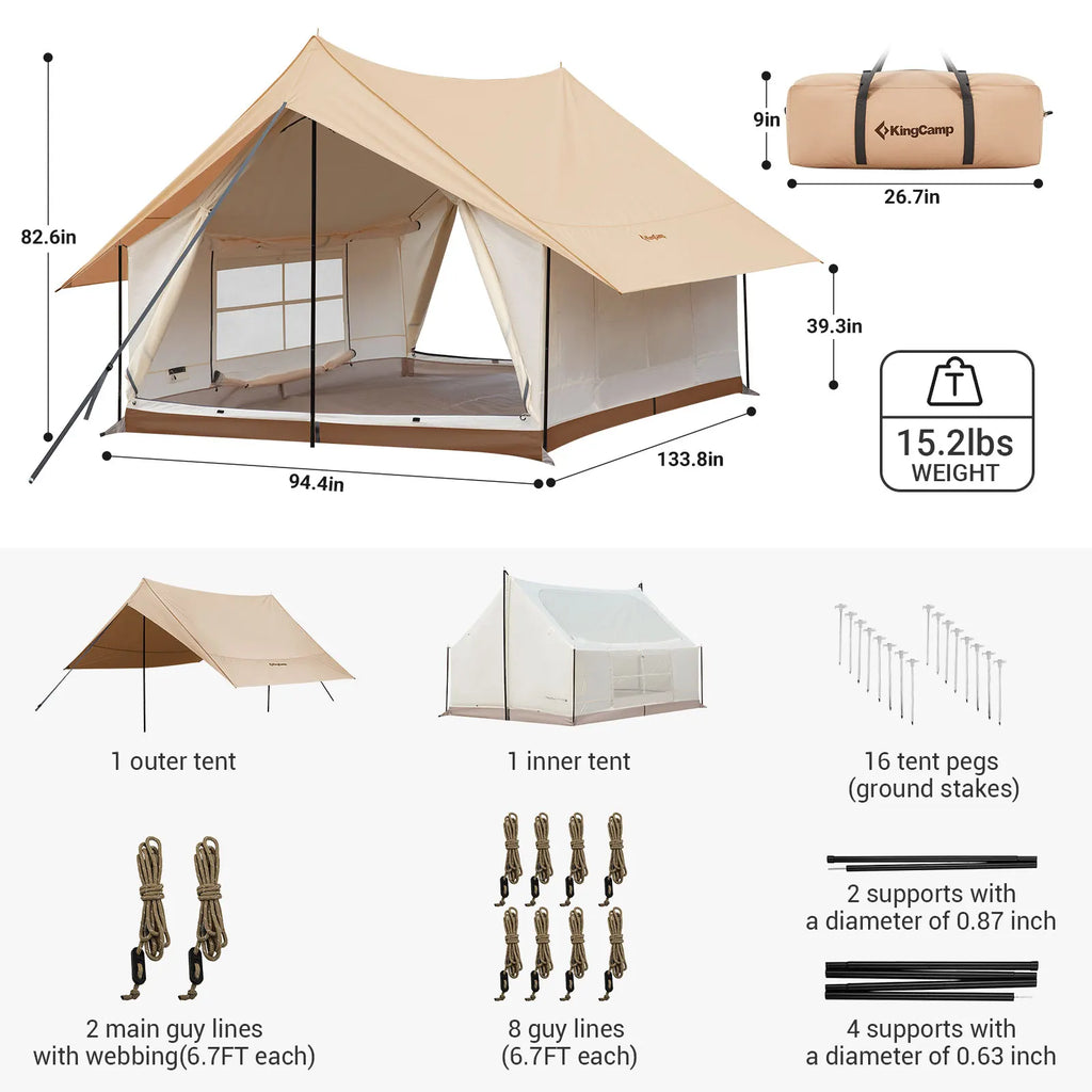 Camping Tent, Canopy And Mesh Tent Function. Glamping Tent With Huge Interior Space.