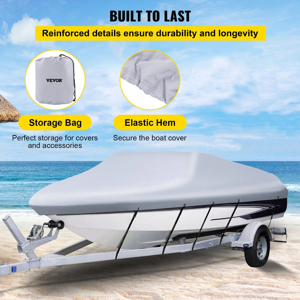 SucceBuy 14-28FT Waterproof Boat Cover. 3Layer, Storage Bag, Adjustable Straps.