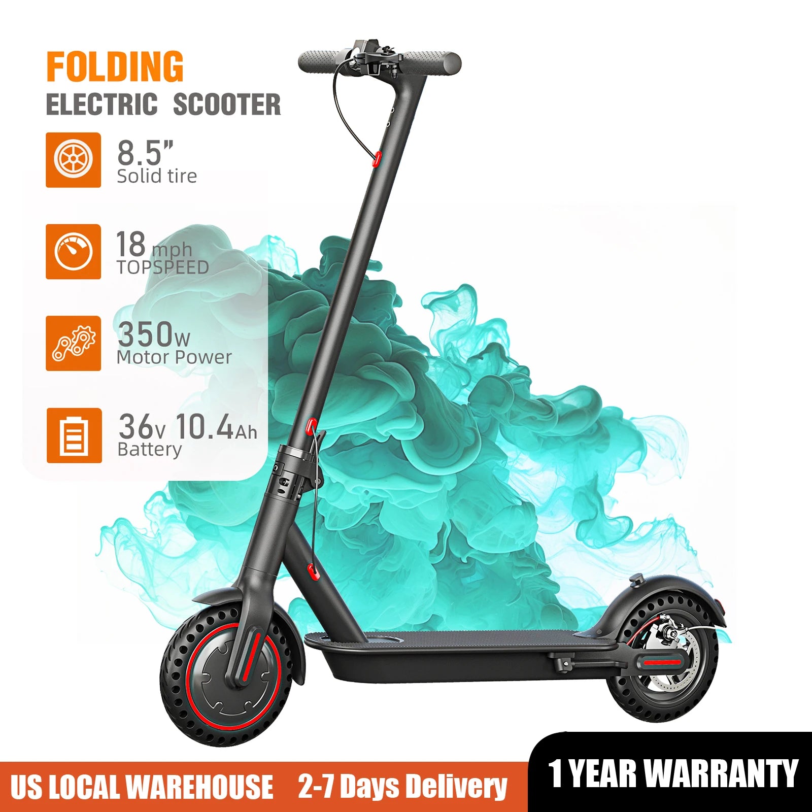 350W Foldable Electric Scooter, Explosion-proof Tires, Dual Brake System, Lightweight, APP Support E-scooter.