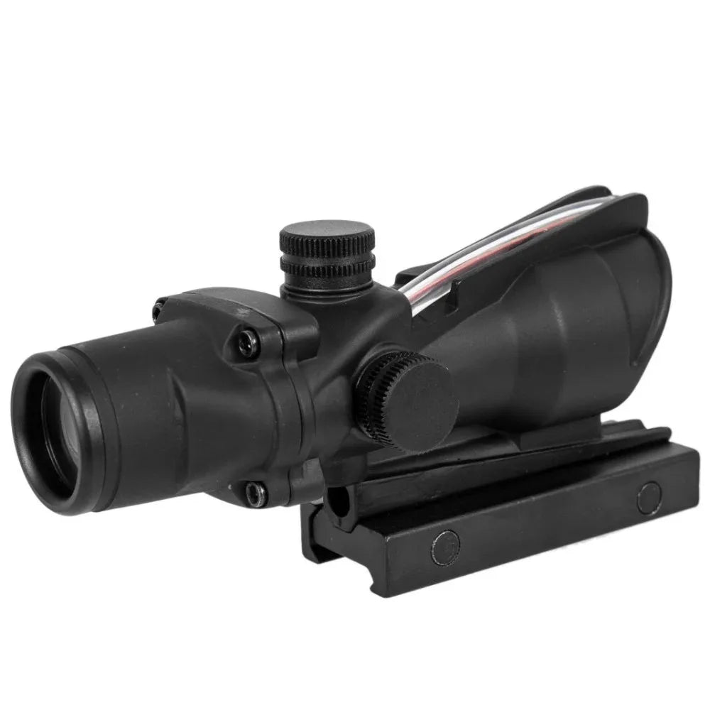 4X32 Hunting Rifle scope. Real Fiber Optics, Green, Red Dot Illuminated, Etched Optical Sight.
