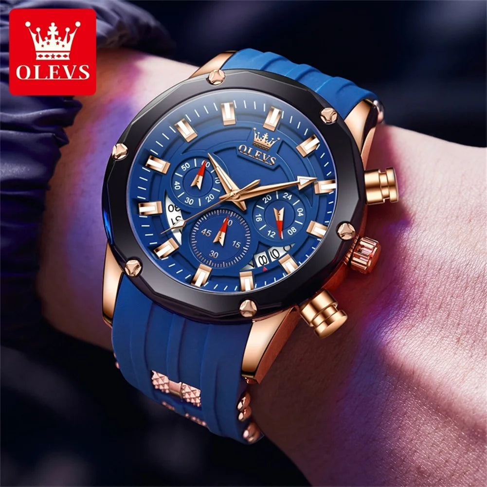 OLEVS Men's Watches. 45mm Large Dial Quartz - Waterproof - Chronograph Calendar - Luminous.