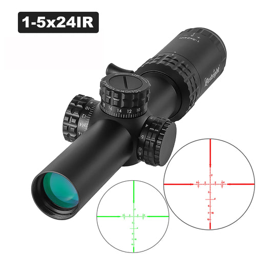 1-5X24 Tactical Optical Rifle Scope. Red and Green Illuminated Reticle.