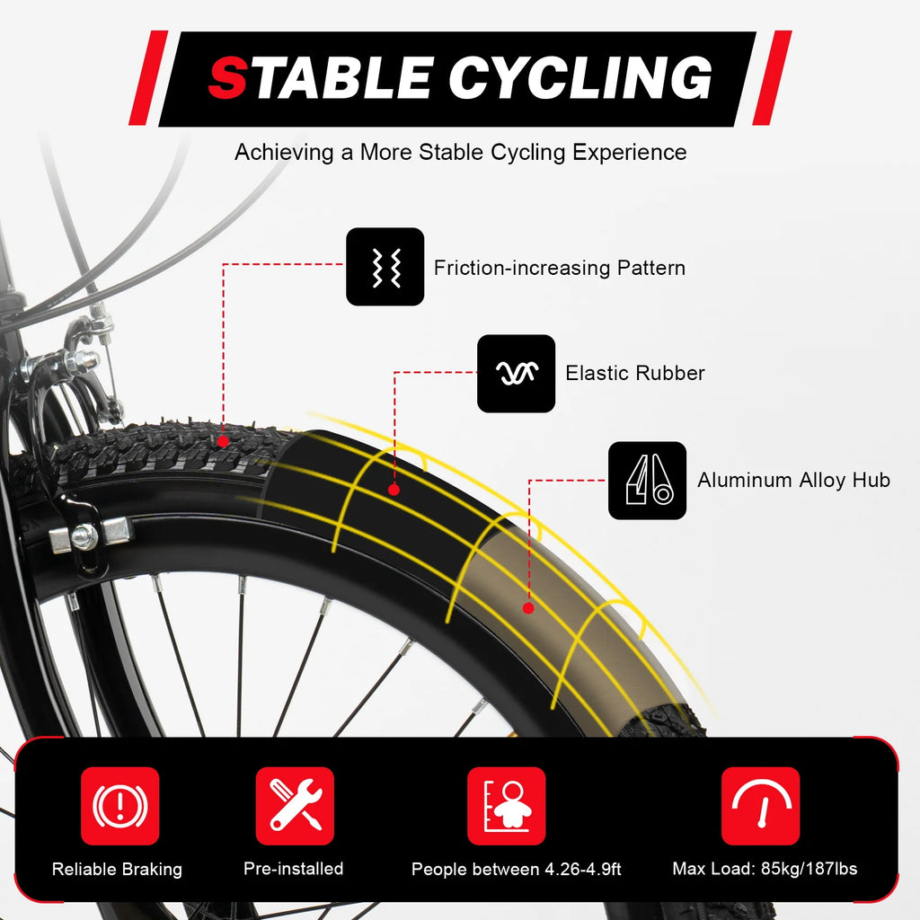 20In - 7 Speeds - Mountain Bike - Adjustable Height.