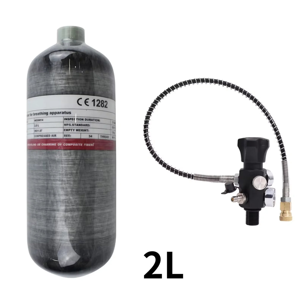 4500Psi - 300Bar - 2L Carbon Fiber Cylinder. Charging Fill Station - Regulator Valve.