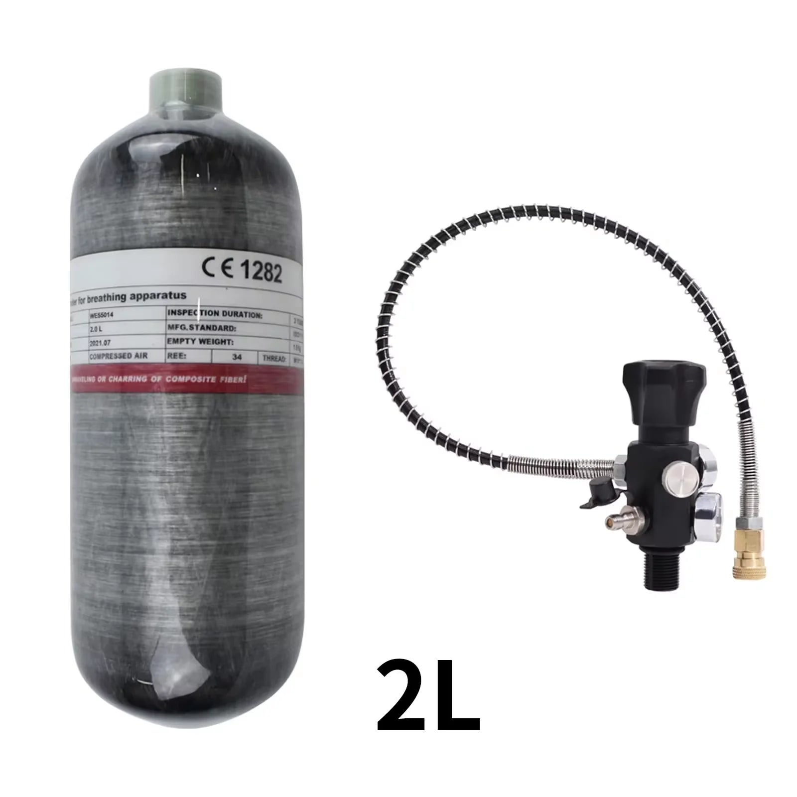 4500Psi - 300Bar - 2L Carbon Fiber Cylinder. Charging Fill Station - Regulator Valve.