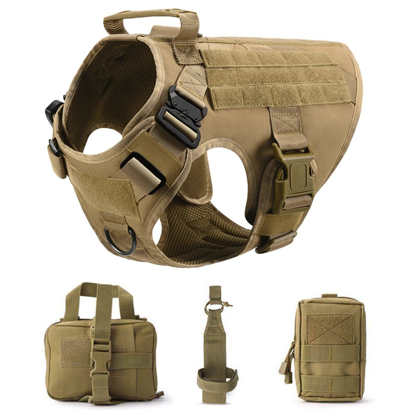 Tactical Military Vest,Tactical Training Dog Harness and Leash Set For All Breeds Dogs.