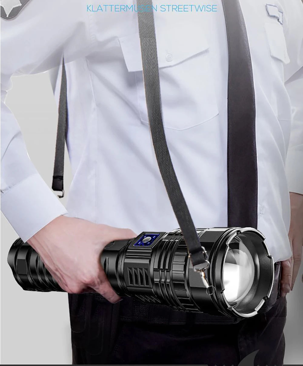 1000W Built-in Battery Flash Light. Emergency Spotlights. 9km 990000000LM, Most Powerful Led Flashlights ,Tactical Torch 15000mah.