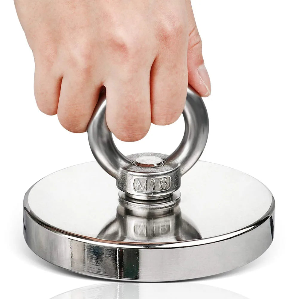 Super Strong Neodymium Fishing Magnets. Heavy Duty Magnet With Countersunk Hole, Eyebolt For Salvage Magnetic Fishing.
