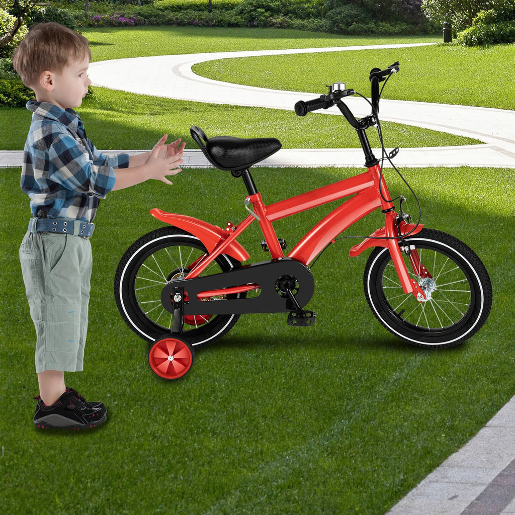 14 Inch Children's Bicycle with Safety Training Wheels - Dual Brakes.