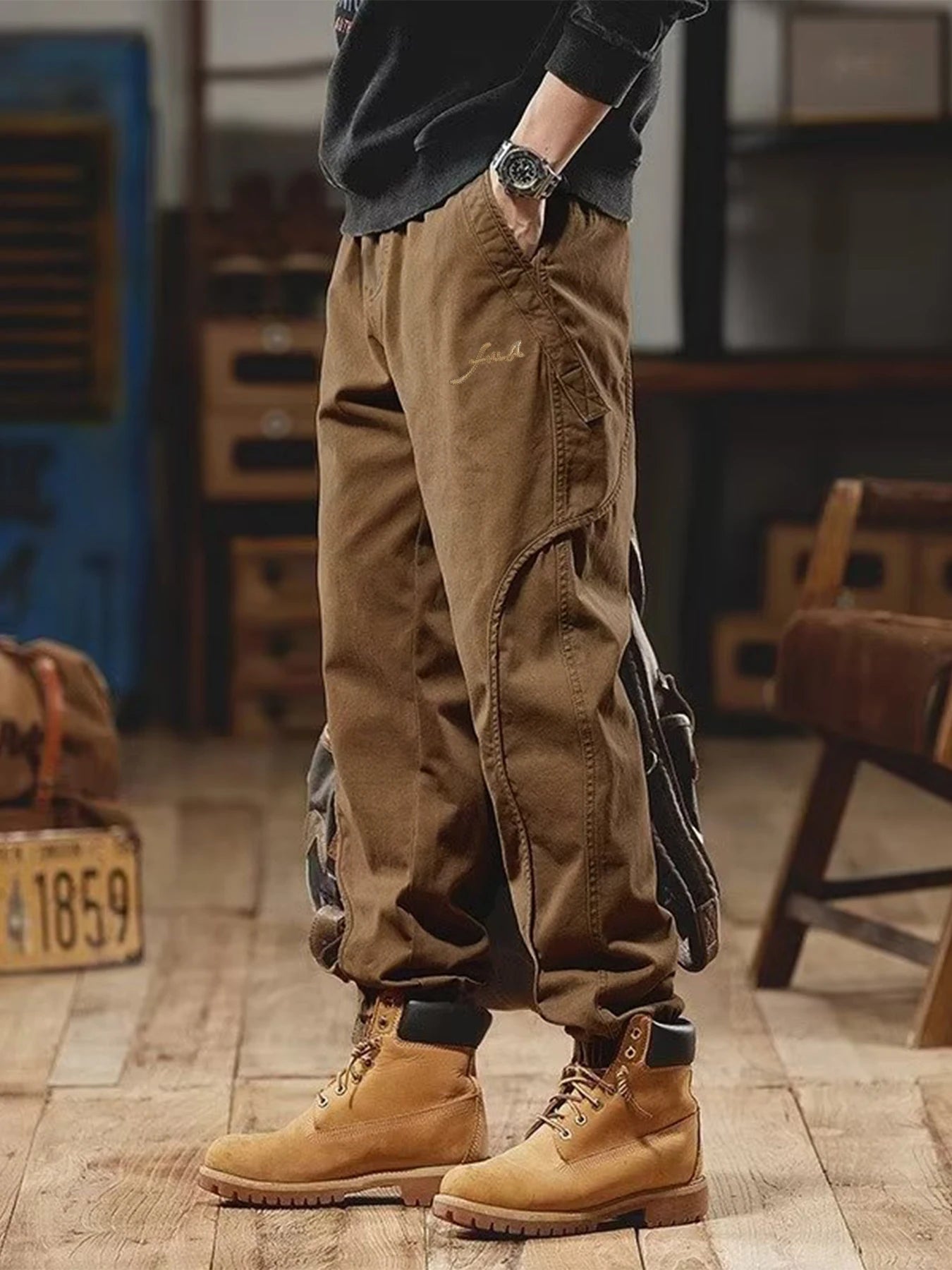 Casual Work Pants, Multi-Pocket Design. Relaxed Waist.