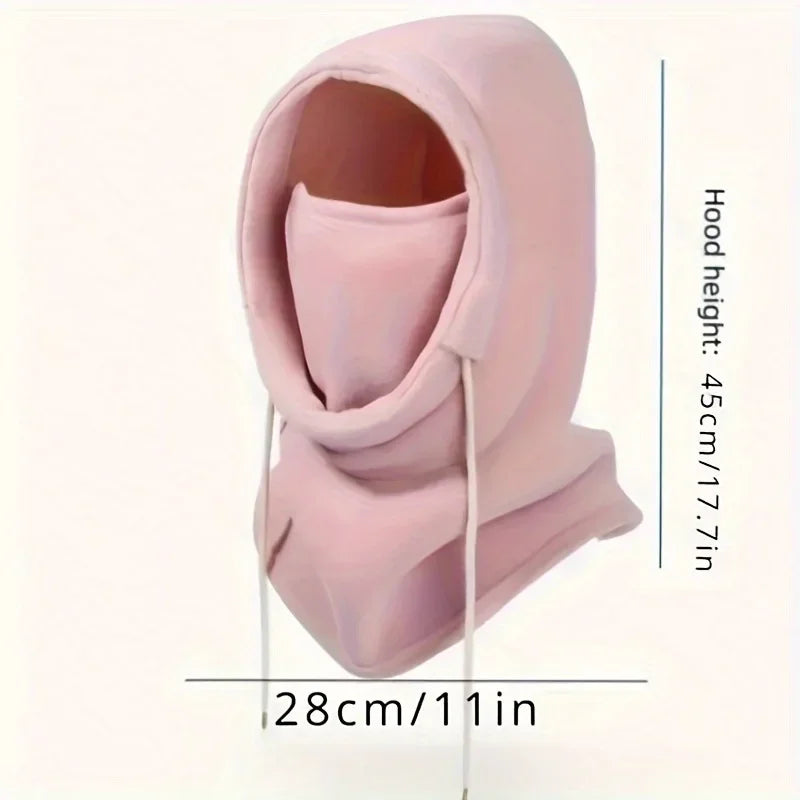 Balaclava Knit Hood - Windproof Mask with Drawstring, Warm Knitted Cap.