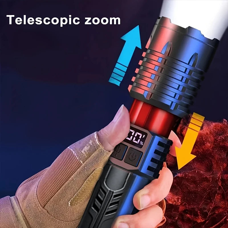 High Lumen, Waterproof Flashlight.  5 Modes, Rechargeable, Durable ABS.