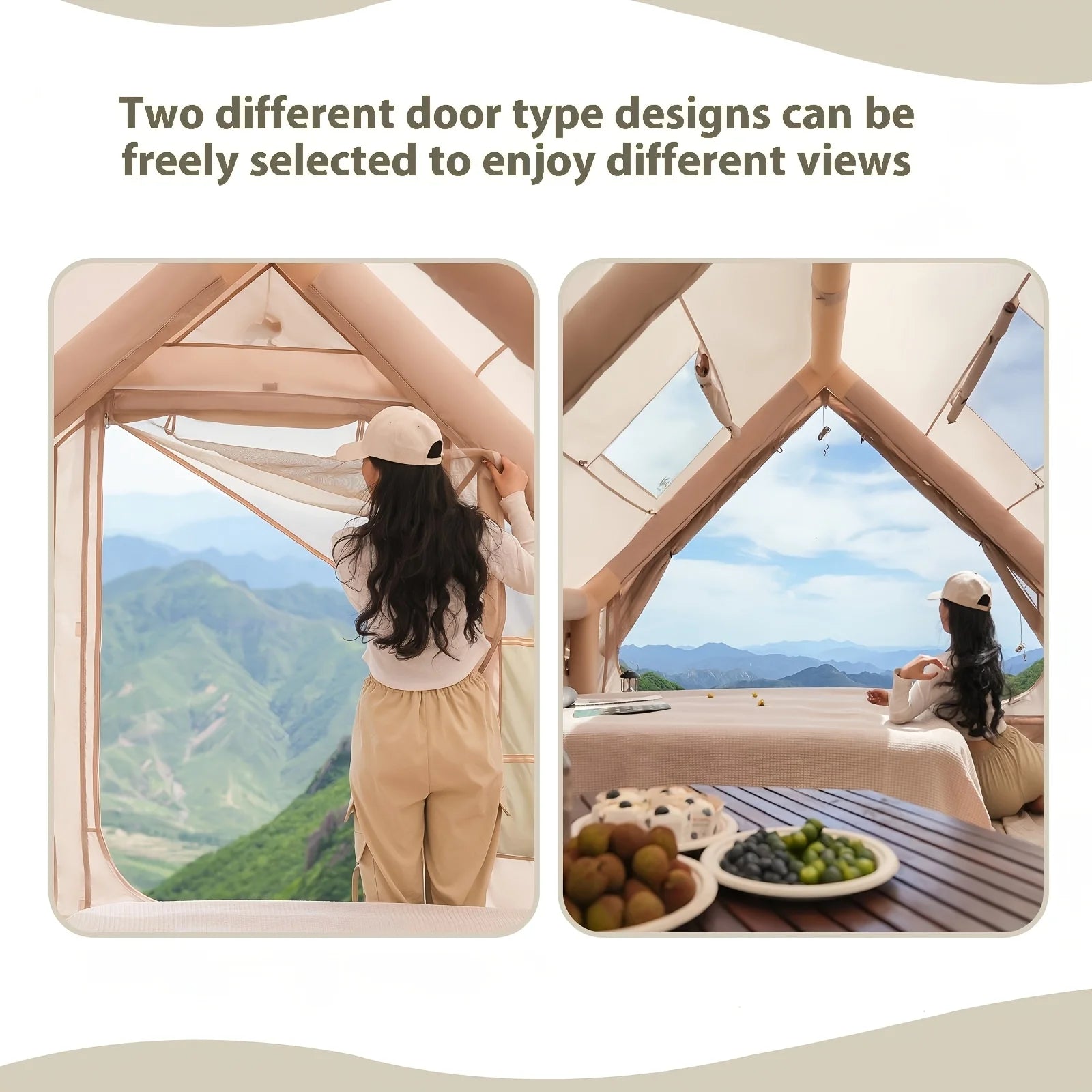 Large Inflatable Camping Tent With Skylight, Quick Air-Flow & Breathable Mesh Design, Summer Or Winter Glamping.