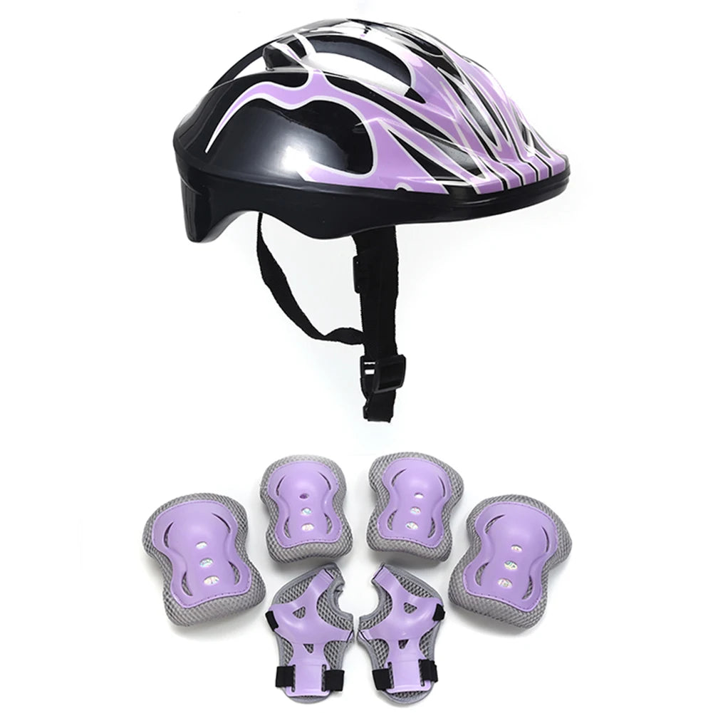 7Pcs Kids Helmet, Knee, Elbow Pad Protective Gear Set. Wrist Pads.