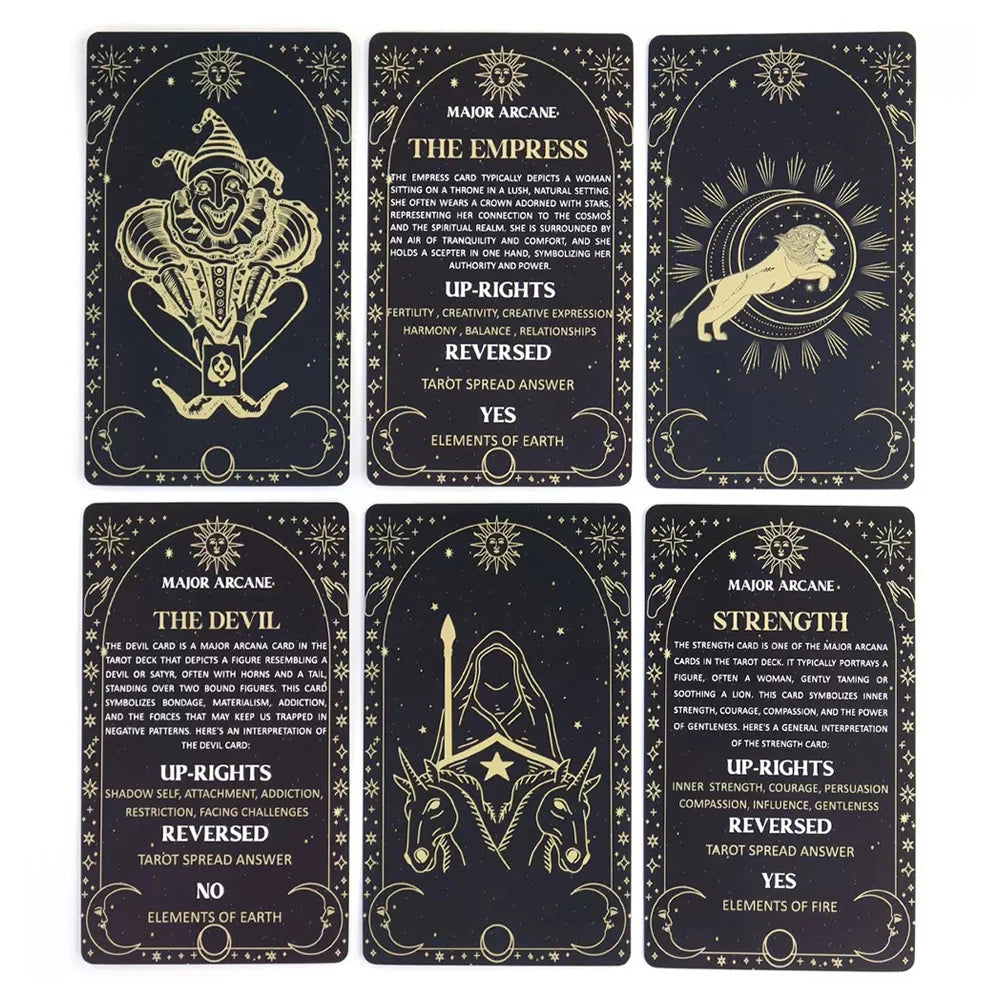 78 Cards / Deck Tarot Meaning Cards, English Version, Board Game, Fortune Telling.