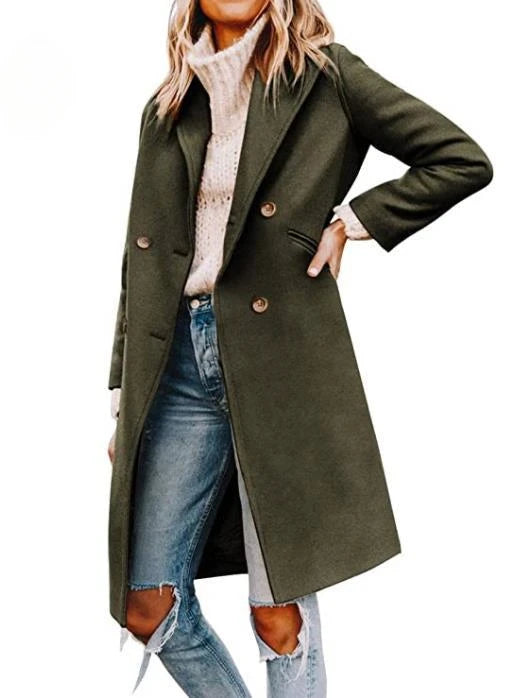Women's Winter Wool Coat. Notch Lapel, Single-Breasted .