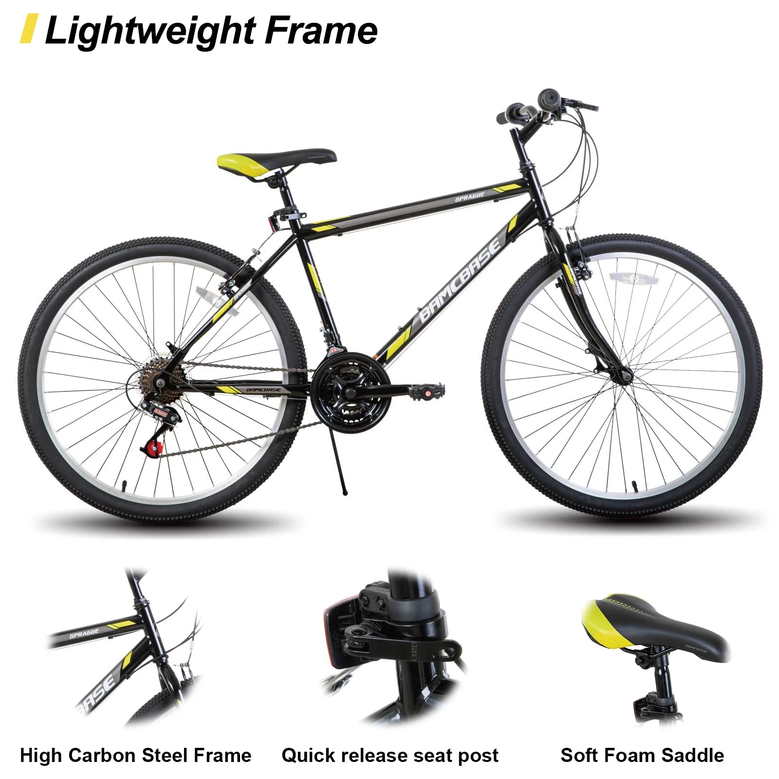 Hiland 24 - 26 inch Mountain Bike. 21 Speeds - High-Carbon Steel Frame.