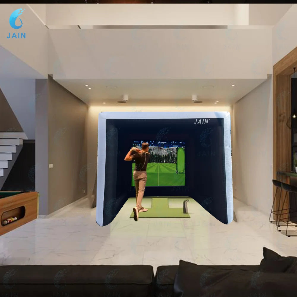 Stock！Inflatable Golf Sim Room. Golf Practice Cage with built-in fan,Oxford cloth,Golf Simulator Enclosures.