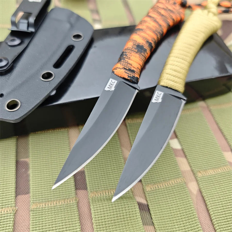 Fixed Blade Knife, Nylon Rope Handle, Nylon Sheath, Hunting, Fishing .