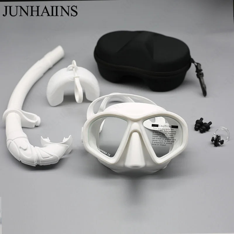 JUNHAIINS Tempered Glass - Freediving Mask - Snorkeling Set. Camera Mount.