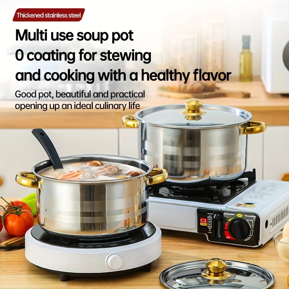 5-Piece Golden Stainless Steel Cookware Set - Durable, Multi-Purpose, Easy to Clean.