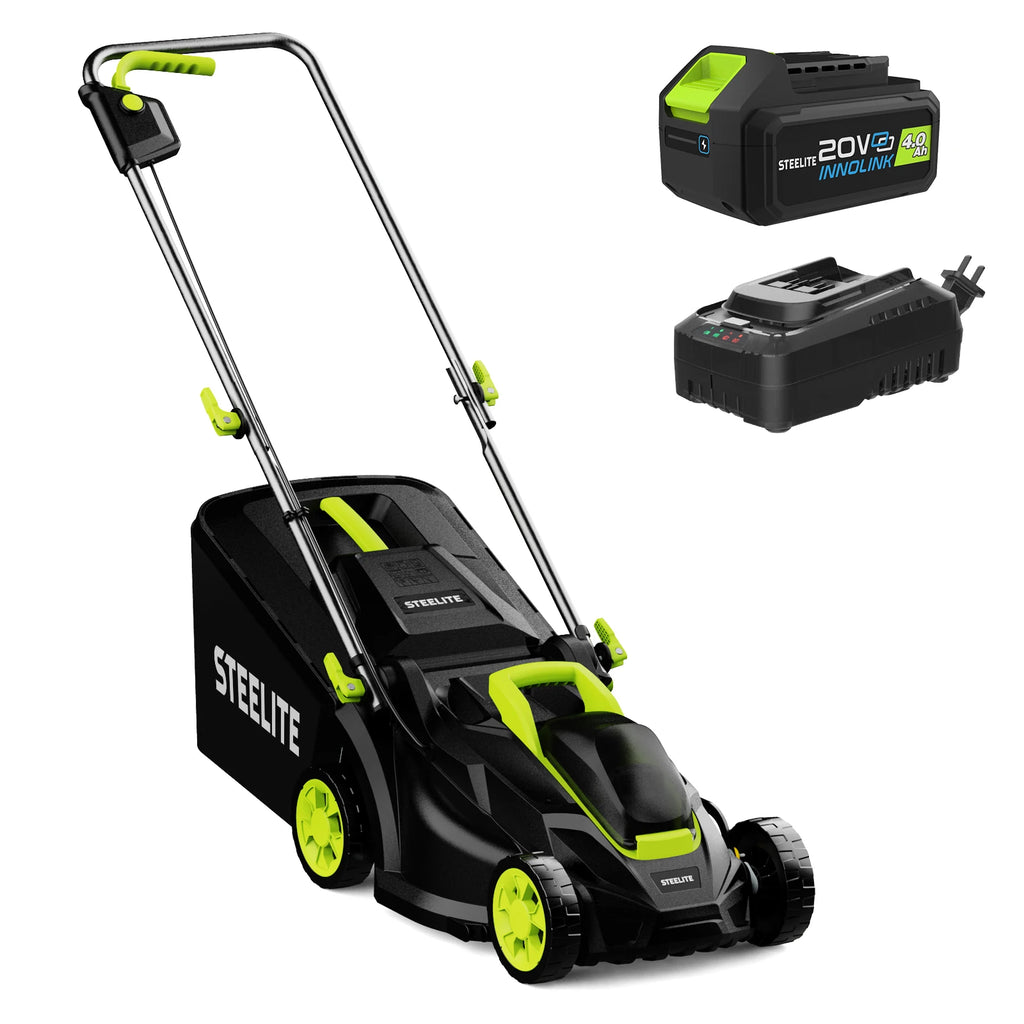Deli 13" Electric Lawn Mower, 2-In-1 Lightweight - Brushless With 21V 4.0Ah Battery And Charger.