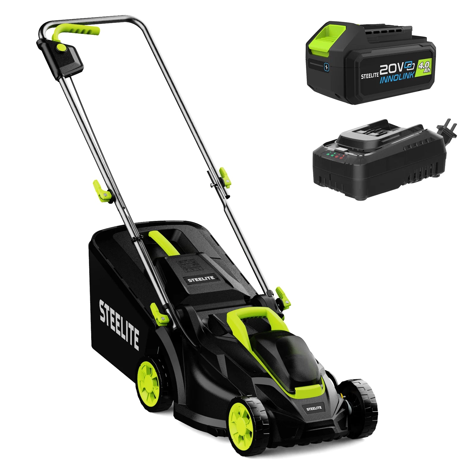 Deli 13" Electric Lawn Mower, 2-In-1 Lightweight - Brushless With 21V 4.0Ah Battery And Charger.