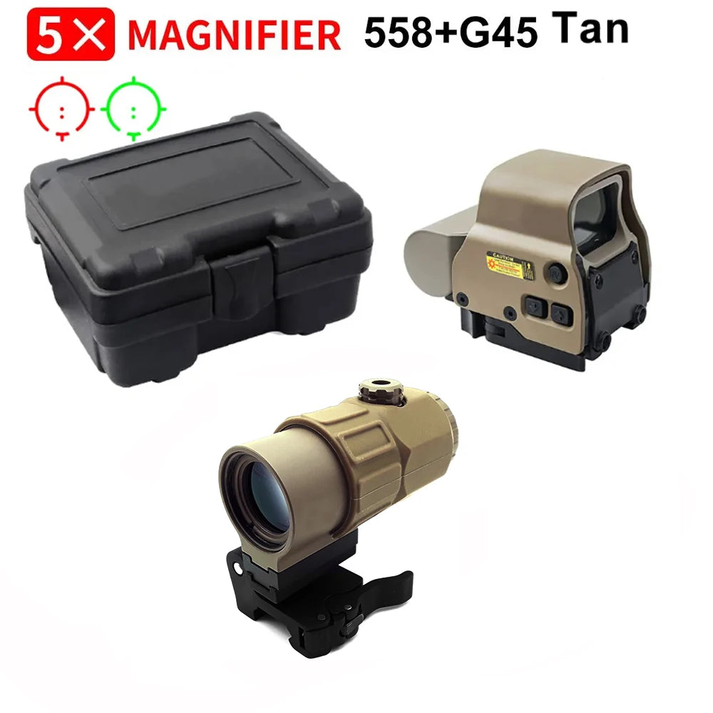 558+G43 Holographic Collimator Sight. 558+G33/G45 Red Dot Optic Sight. W/20mm Rail Mounts&Quick Detach Lever.