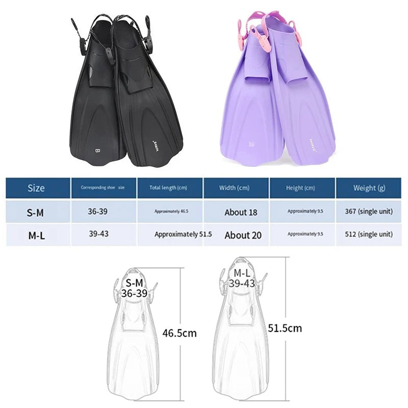 Oulylan Professional Diving Equipment - Adjustable TPR Swimming Fins.