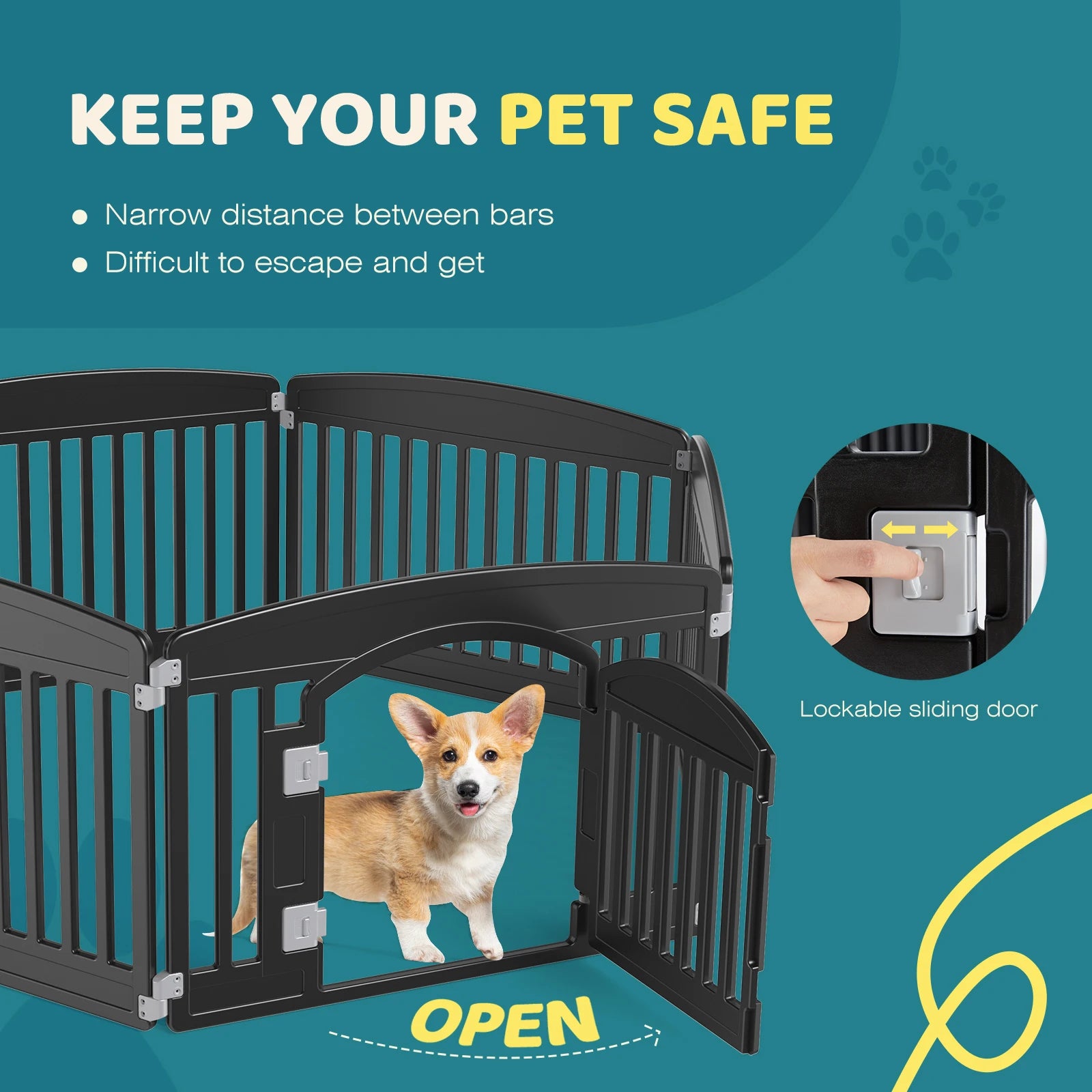 JHK Plastic Dog Playpen. 6 Panel- 24IN Expandable Pet Fence.