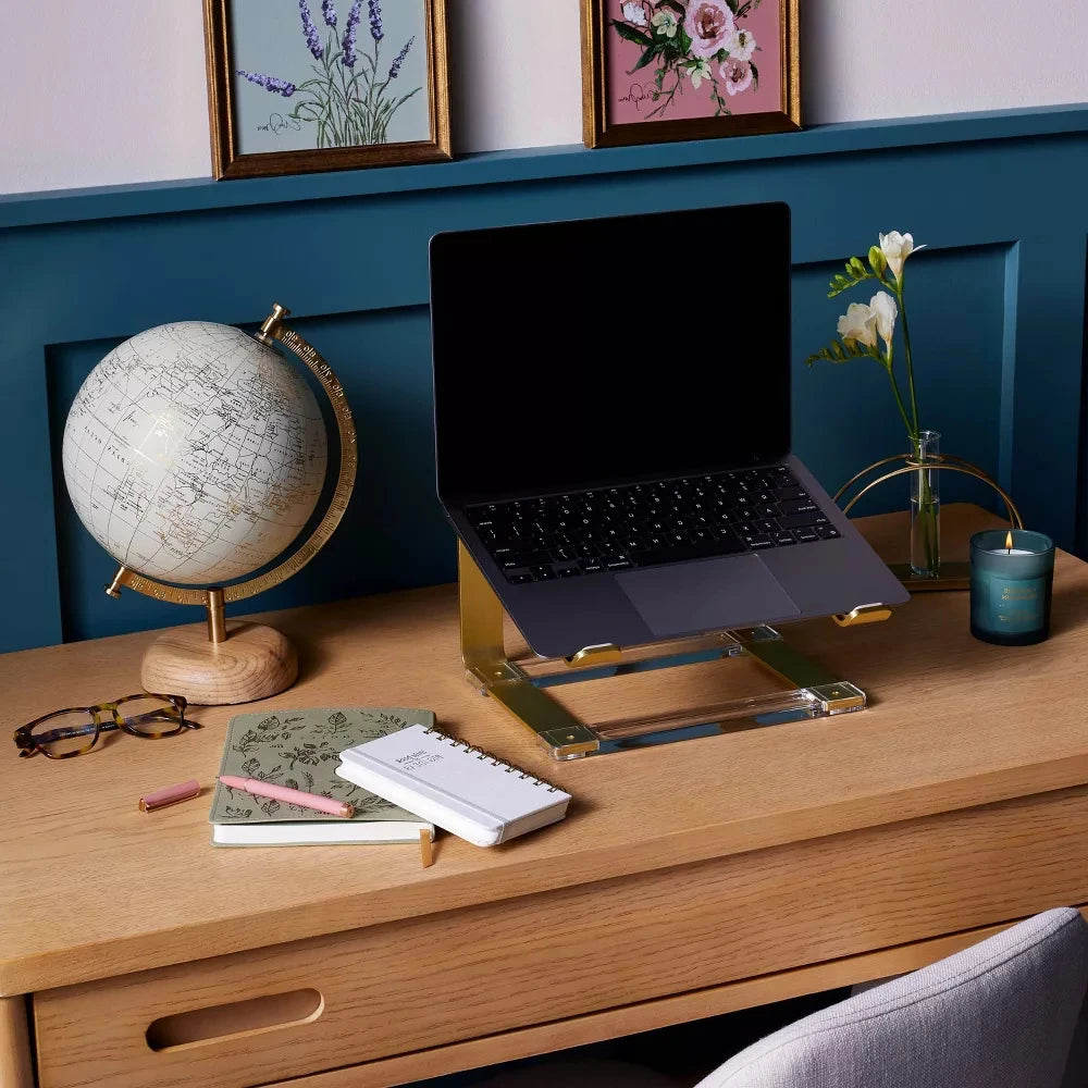 Rotating Antique World Globe With Metal Stand. Vintage Modern Decorative Earth Globe With Wooden Base For Desk Decor.