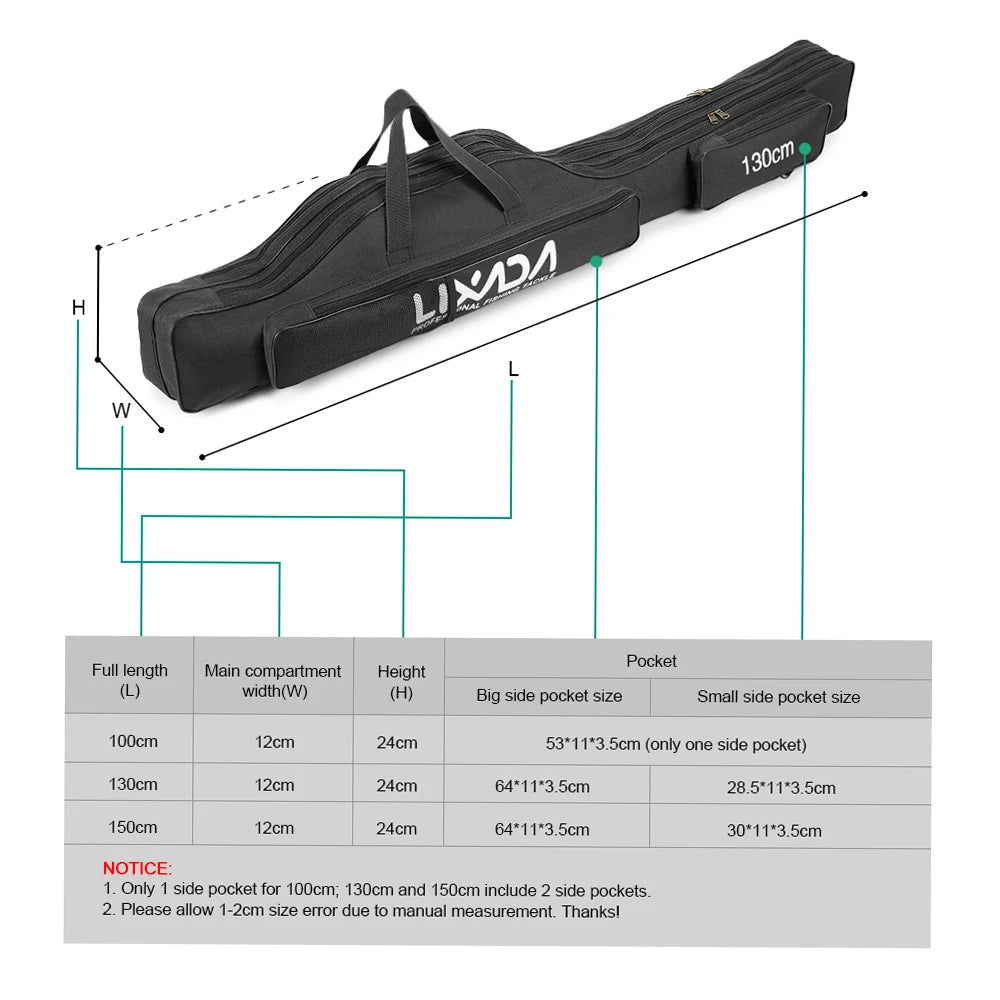 Lixada 210/190/170cm. Folding Fishing Rod Carry Case .