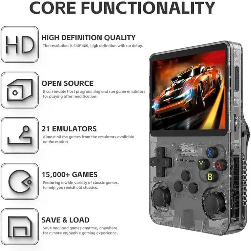 WUDS R36S Portable Handheld Game Controller With 3.5" HD Screen, Rechargeable Battery  - Perfect Christmas Gift For Gamers.