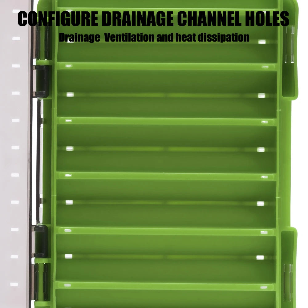 Fishing Tackle Box. 14 Compartments. Lure Storage Case, Double Sided Fishing Tool Organizer Boxes.