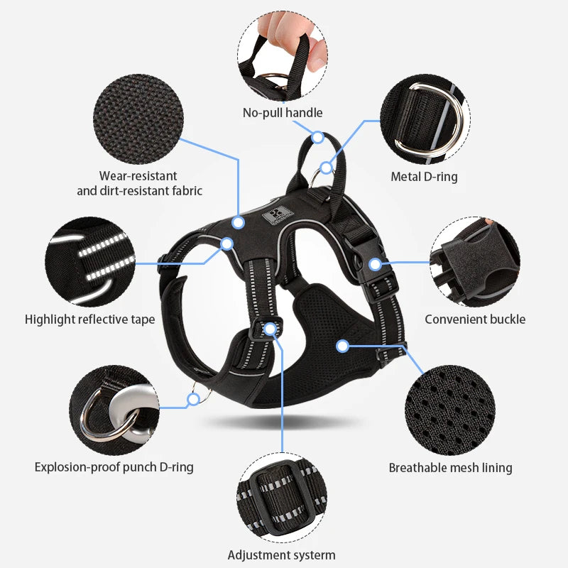 Personalized Dog Harness- No Pull- Reflective- Padded.