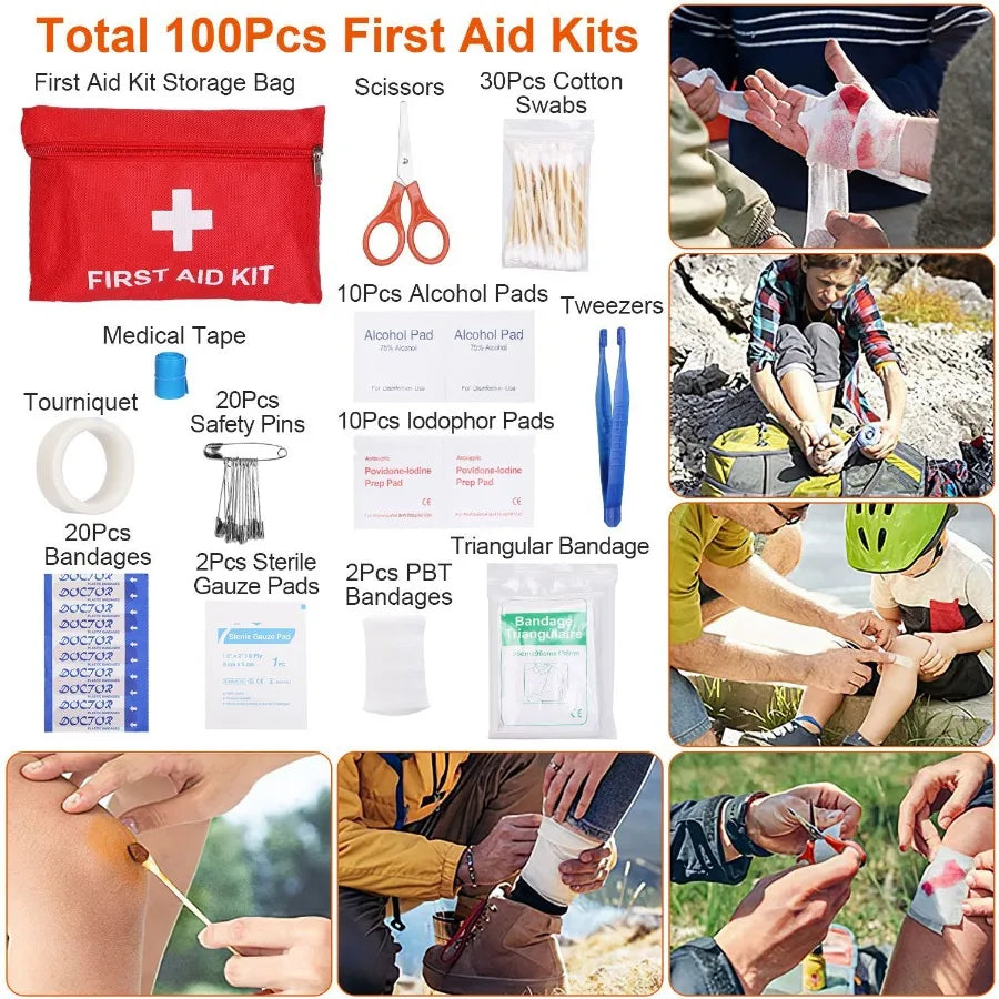 125Pcs Survival Kit - Professional Emergency Survival Gear. Tactical First Aid Kit. Outdoor Adventure.
